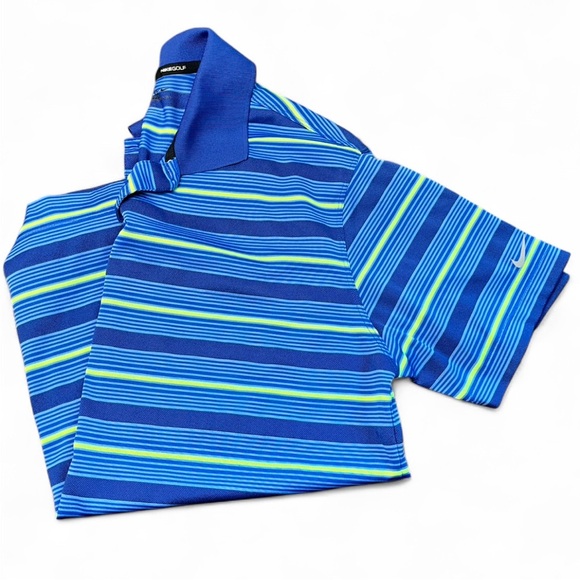 Nike Golf Blue and Yellow Striped Polo collard Shirt size medium - Picture 5 of 9